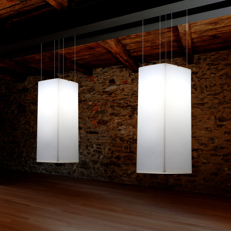 Rechteckige LED Hängelampe, Licht, moderne Pendelleuchte, 80 cm lang, E27 Glühbirne, weiß