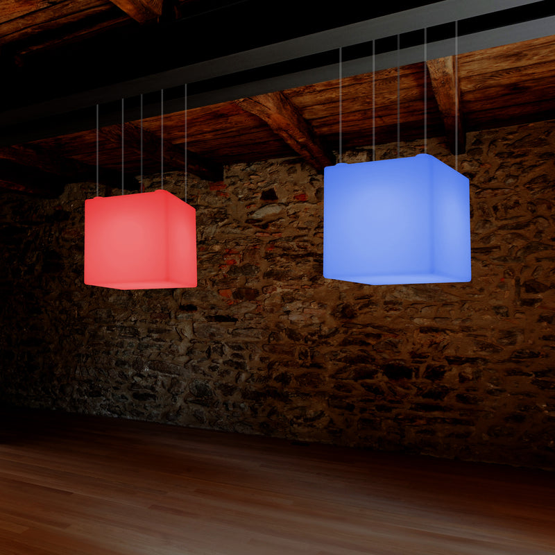 LED Würfel Hängeleuchte, geometrische SMD RGB Pendelleuchte, Lampe 500 mm, Umgebungsbeleuchtung
