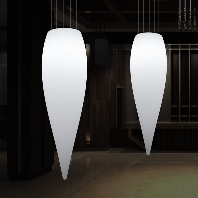 Wassertropfen Pendelleuchte, dekorative LED Eiszapfen Hängelampe, 120 cm, Licht E27, weiß