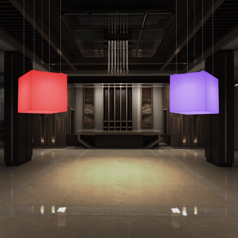 Würfel Hängelampe, große moderne RGB Pendelleuchte, 600 mm, LED Stimmungslicht