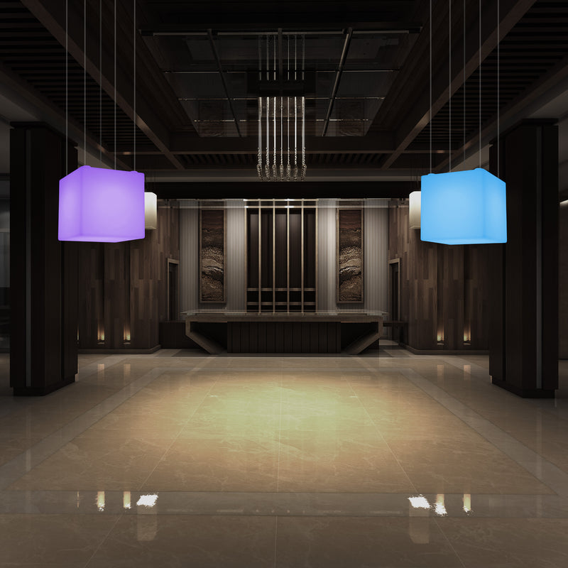 LED Würfel Hängeleuchte, geometrische SMD RGB Pendelleuchte, Lampe 500 mm, Umgebungsbeleuchtung