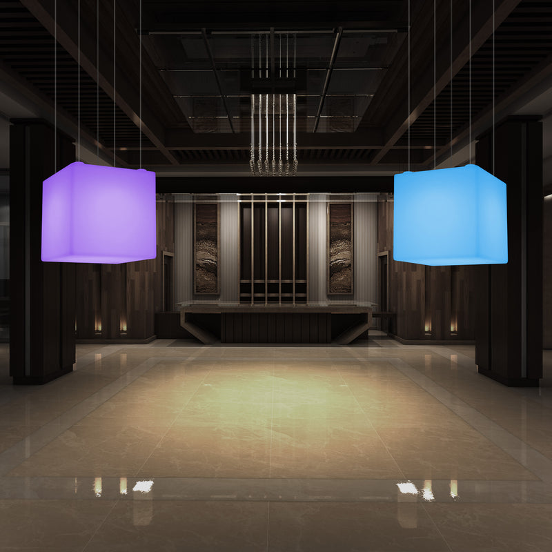 Würfel Hängelampe, große moderne RGB Pendelleuchte, 600 mm, LED Stimmungslicht