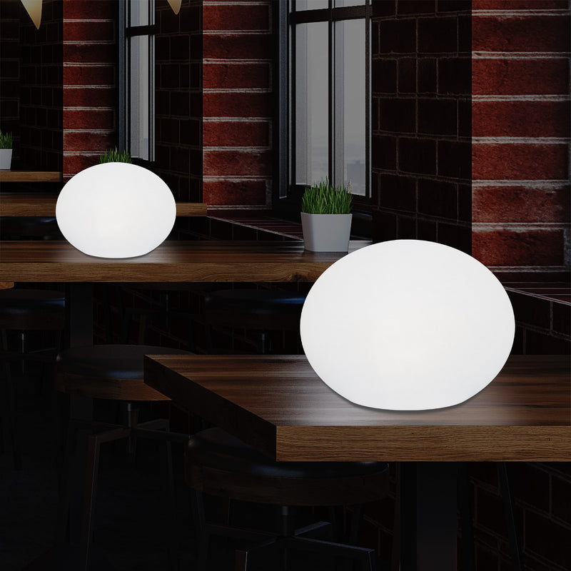 Dekorative LED Tischlampe E27 dimmbare, 3D Oval Ellipse Wohnzimmerleuchte, 27 cm, weißes Licht