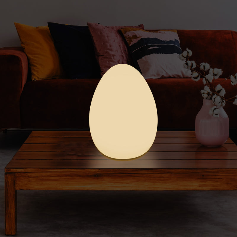 LED Tischlampe für Schlafzimmer mit warmweißer E27 Glühbirne, moderne 37 cm Eier Lampe Schlummerlicht