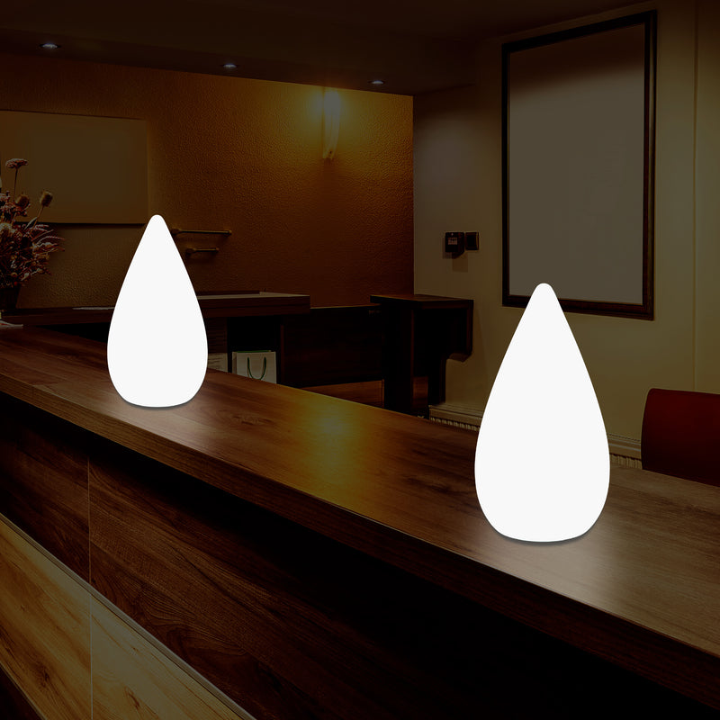 37 cm LED Deko Tischlampe, Wassertropfen E27 Stehleuchte für Wohnzimmer, Lampe weißes Licht