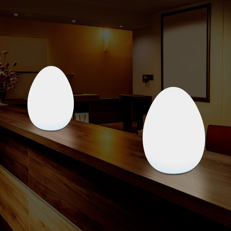 Modernes E27 LED Ei Tischlampe für Wohnzimmer, Schlafzimmer, Büroschreibtisch, 37 cm Leuchte, weiß