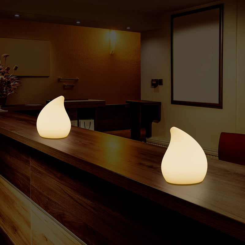 Designer LED Nachttischlampe für Schlafzimmer, 20 cm hoch Einzigartige E27 Tropfenleuchte, warmweiß