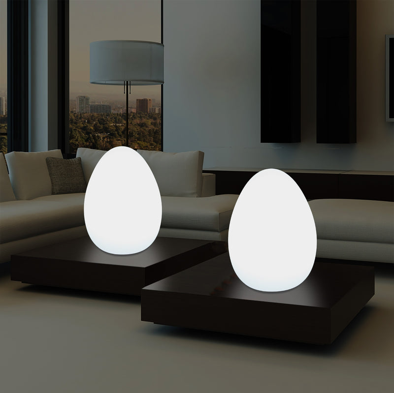 Modernes E27 LED Ei Tischlampe für Wohnzimmer, Schlafzimmer, Büroschreibtisch, 37 cm Leuchte, weiß