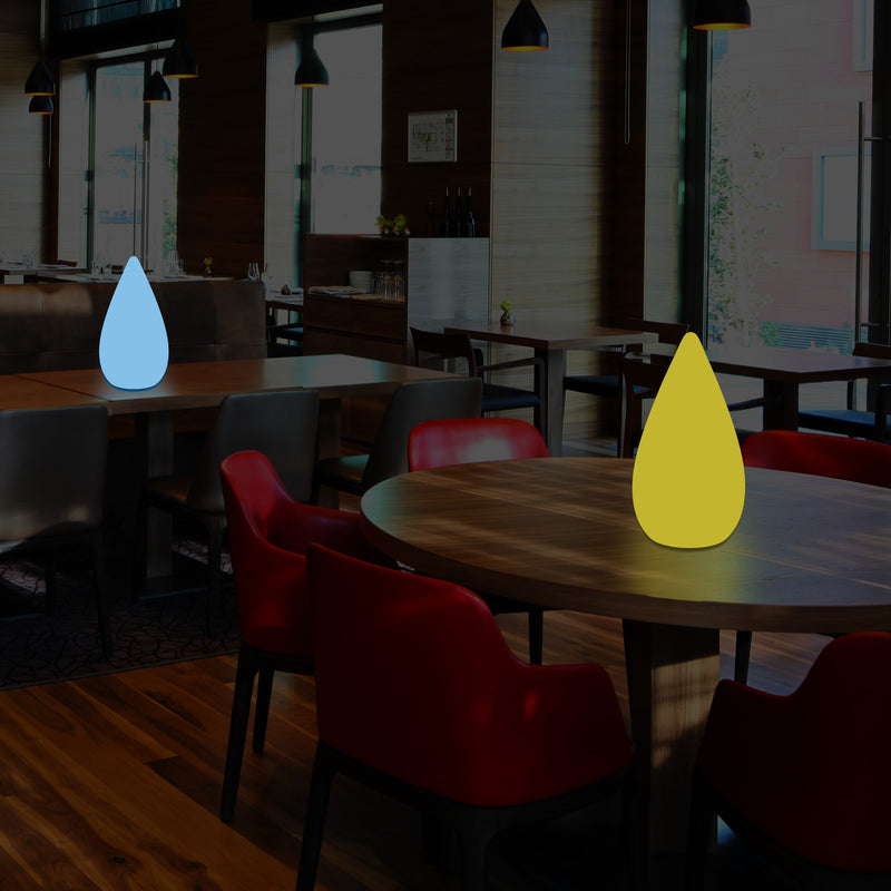 Einzigartige farbveränderliche LED Wassertropfen Lampe, dimmbare RGB Tisch Stehleuchte, 37 cm hoch