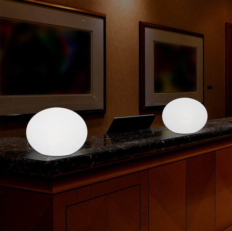 Dekorative LED Tischlampe E27 dimmbare, 3D Oval Ellipse Wohnzimmerleuchte, 27 cm, weißes Licht