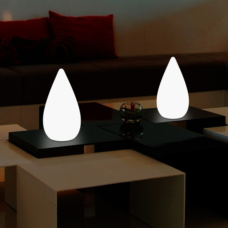 37 cm LED Deko Tischlampe, Wassertropfen E27 Stehleuchte für Wohnzimmer, Lampe weißes Licht