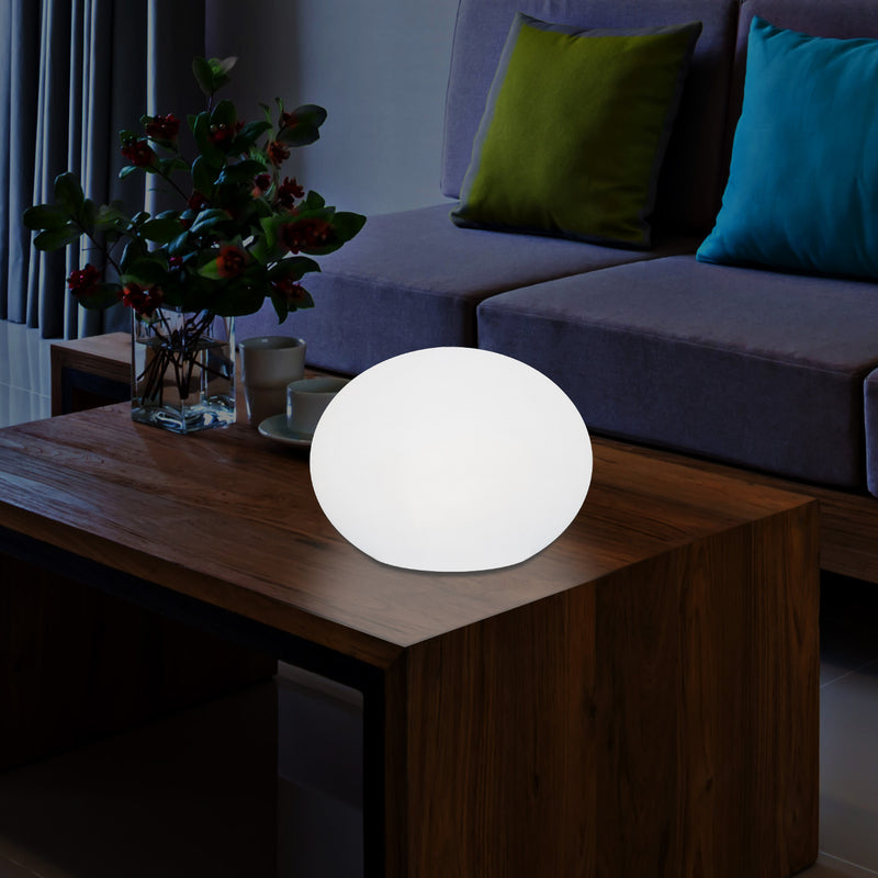 Dekorative LED Tischlampe E27 dimmbare, 3D Oval Ellipse Wohnzimmerleuchte, 27 cm, weißes Licht