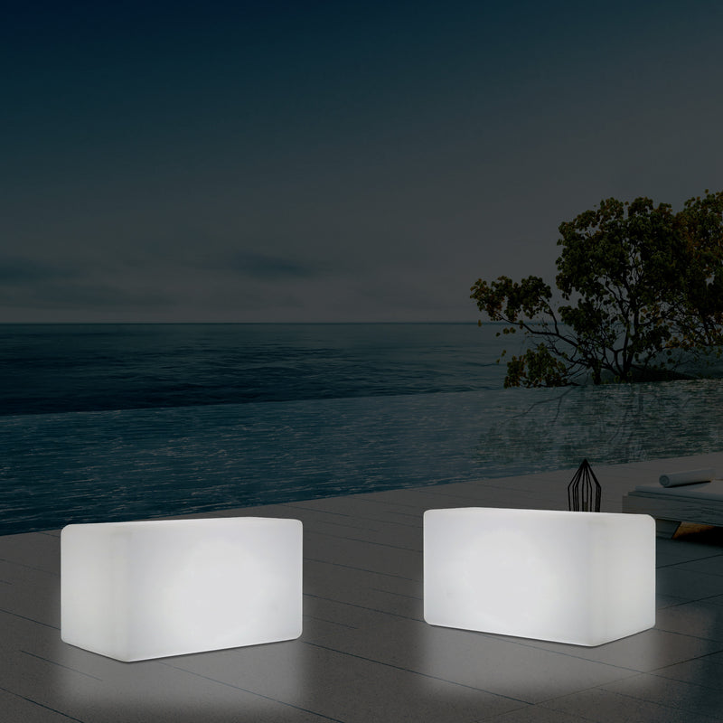 Garten Terrasse Leuchtbank Sitz beleuchteter LED Hocker für Außenbereich, netzbetrieben, 55 x 35 cm