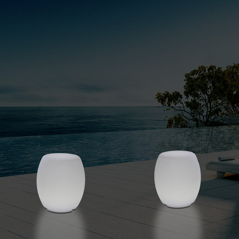 LED Leucht Hocker Sitzleuchte mit Farbwechsel für den Garten, netzbetriebene Terrassen Stehleuchte