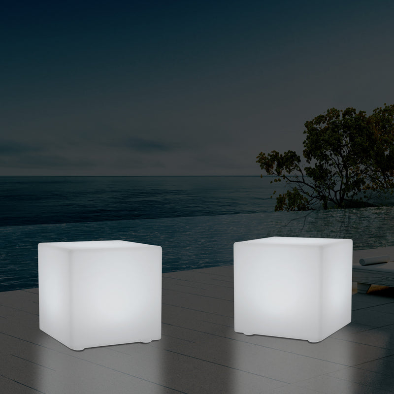 5V Terrassen Stehlampe Netzversorgung Garten Outdoor 60cm RGB Würfel Leucht Hocker Sitzmöbel Tisch