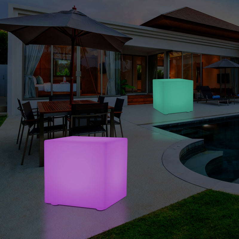 5V Terrassen Stehlampe Netzversorgung Garten Outdoor 60cm RGB Würfel Leucht Hocker Sitzmöbel Tisch