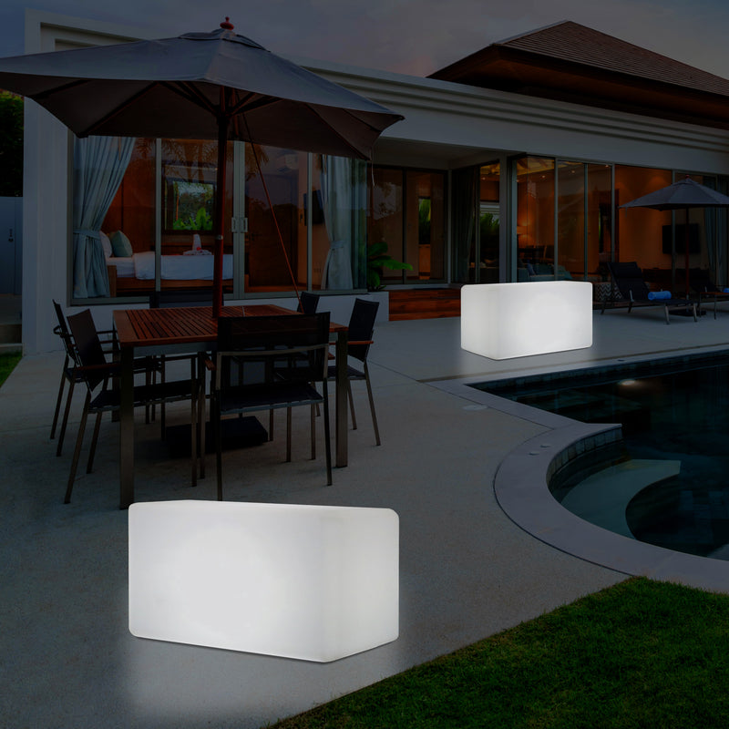 Garten Terrasse Leuchtbank Sitz beleuchteter LED Hocker für Außenbereich, netzbetrieben, 55 x 35 cm