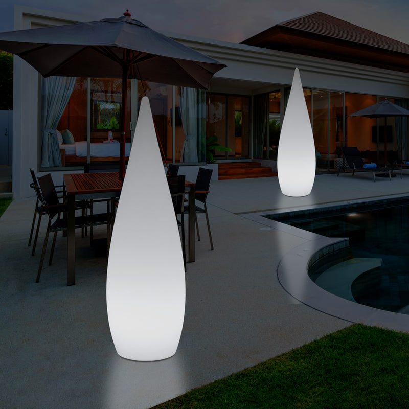 150 cm große Designer LED Stehleuchte, 1,5 m kabelloses Wassertropfen Licht mit Farbwechsel