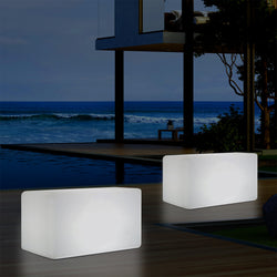 Garten Terrasse Leuchtbank Sitz beleuchteter LED Hocker für Außenbereich, netzbetrieben, 55 x 35 cm