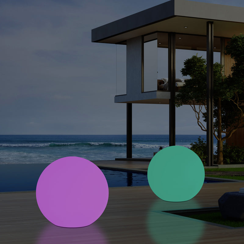 Netzbetriebene Outdoor Kugel Gartenleuchte, 50 cm Ball Kugel RGB Stehleuchte mit Farbwechsel
