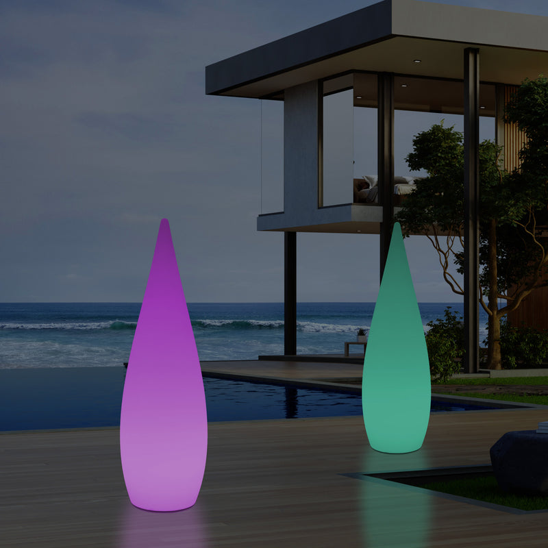 150 cm große Designer LED Stehleuchte, 1,5 m kabelloses Wassertropfen Licht mit Farbwechsel
