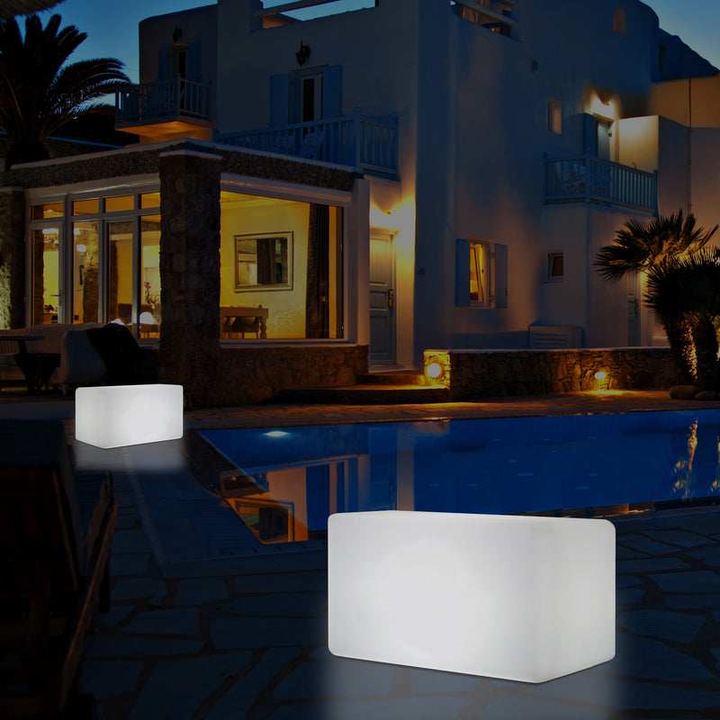 Garten Terrasse Leuchtbank Sitz beleuchteter LED Hocker für Außenbereich, netzbetrieben, 55 x 35 cm