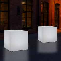 LED Würfel Hocker für den Außenbereich, netzbetriebene Garten Stehleuchte, mehrfarbig, 400 x 400 mm