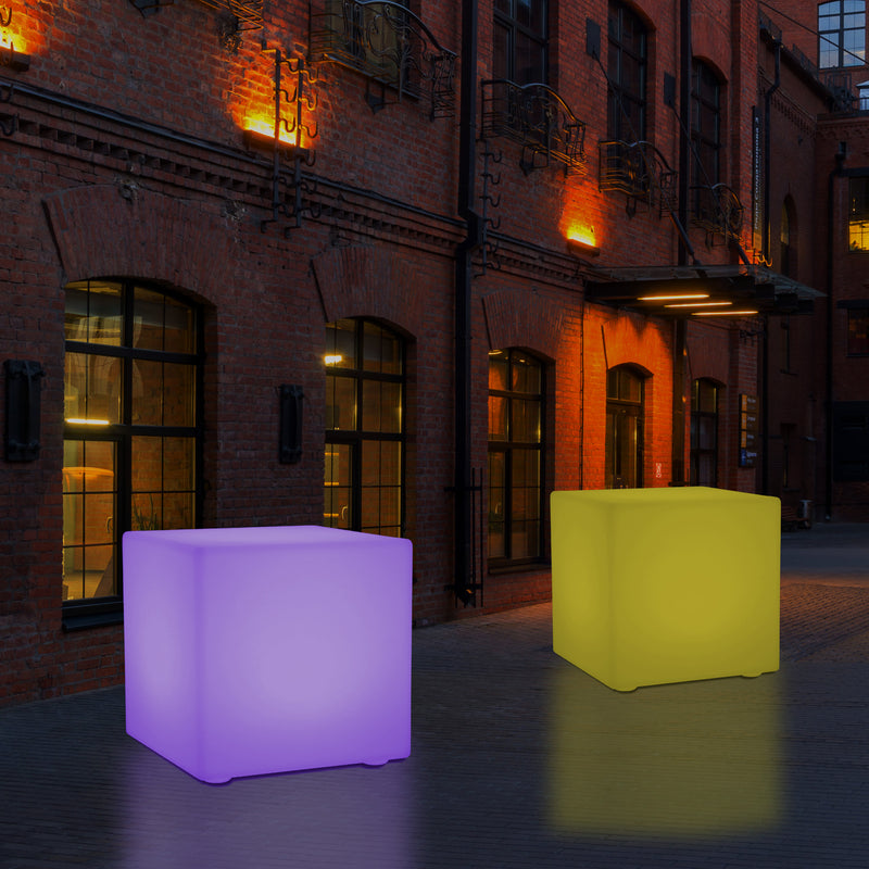 5V Terrassen Stehlampe Netzversorgung Garten Outdoor 60cm RGB Würfel Leucht Hocker Sitzmöbel Tisch
