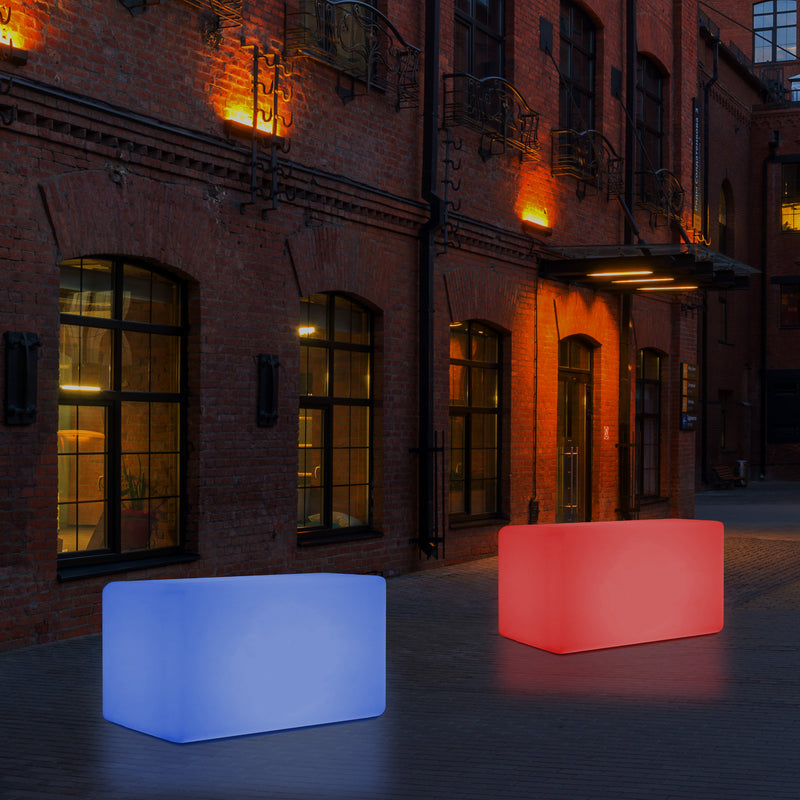 Garten Terrasse Leuchtbank Sitz beleuchteter LED Hocker für Außenbereich, netzbetrieben, 55 x 35 cm