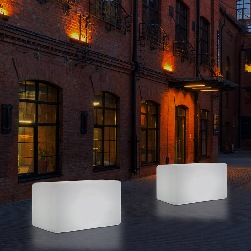 Garten Terrasse Leuchtbank Sitz beleuchteter LED Hocker für Außenbereich, netzbetrieben, 55 x 35 cm