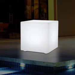 50 cm LED Licht Würfel Sitzhocker Leuchte Leuchtmöbel Sitzgelegenheit für den Garten, 500 mm groß