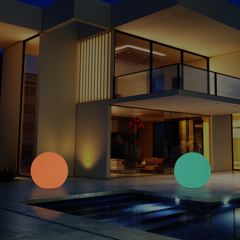 LED Outdoor Garten Terrassenleuchte für Außenbereich, Netzbetrieb 30 cm dimmbare RGB Kugellampe, 5 V