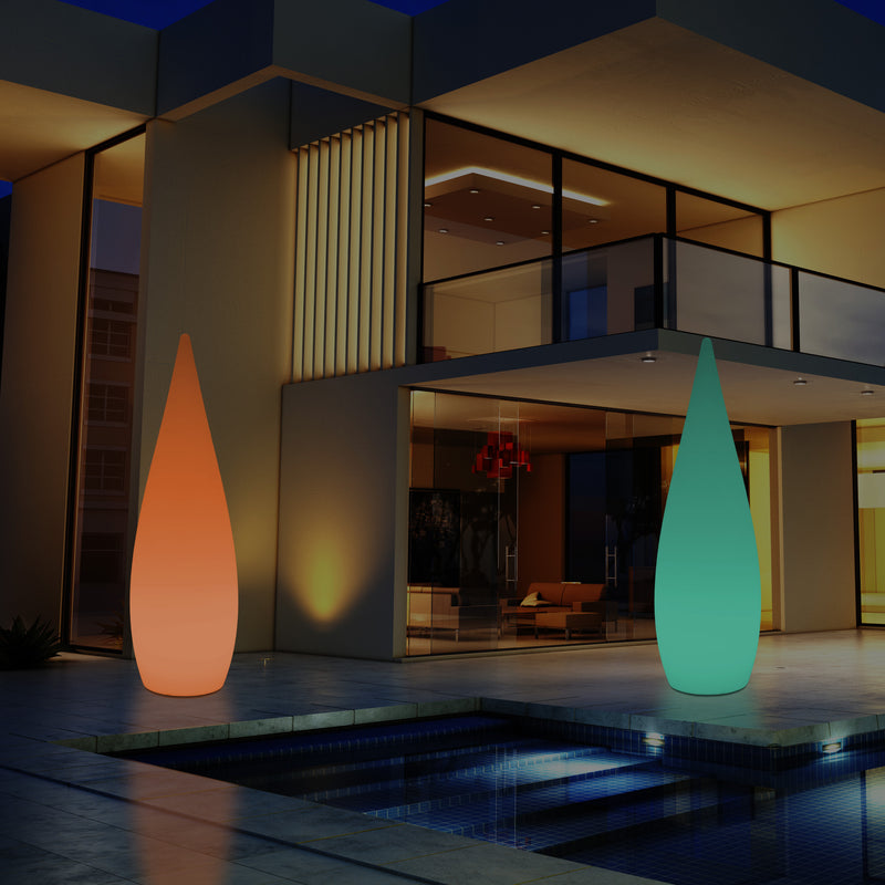 150 cm große Designer LED Stehleuchte, 1,5 m kabelloses Wassertropfen Licht mit Farbwechsel