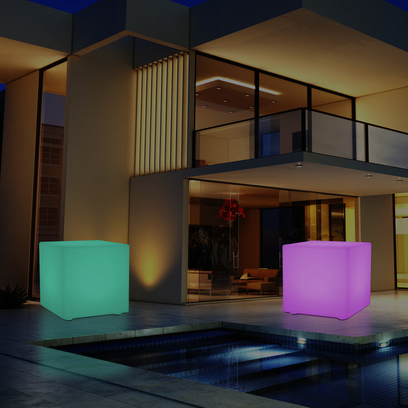 5V Terrassen Stehlampe Netzversorgung Garten Outdoor 60cm RGB Würfel Leucht Hocker Sitzmöbel Tisch