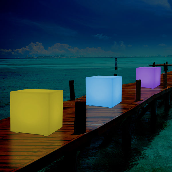5V Terrassen Stehlampe Netzversorgung Garten Outdoor 60cm RGB Würfel Leucht Hocker Sitzmöbel Tisch