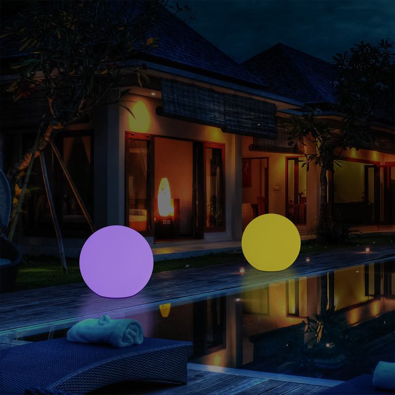 LED Outdoor Garten Terrassenleuchte für Außenbereich, Netzbetrieb 30 cm dimmbare RGB Kugellampe, 5 V