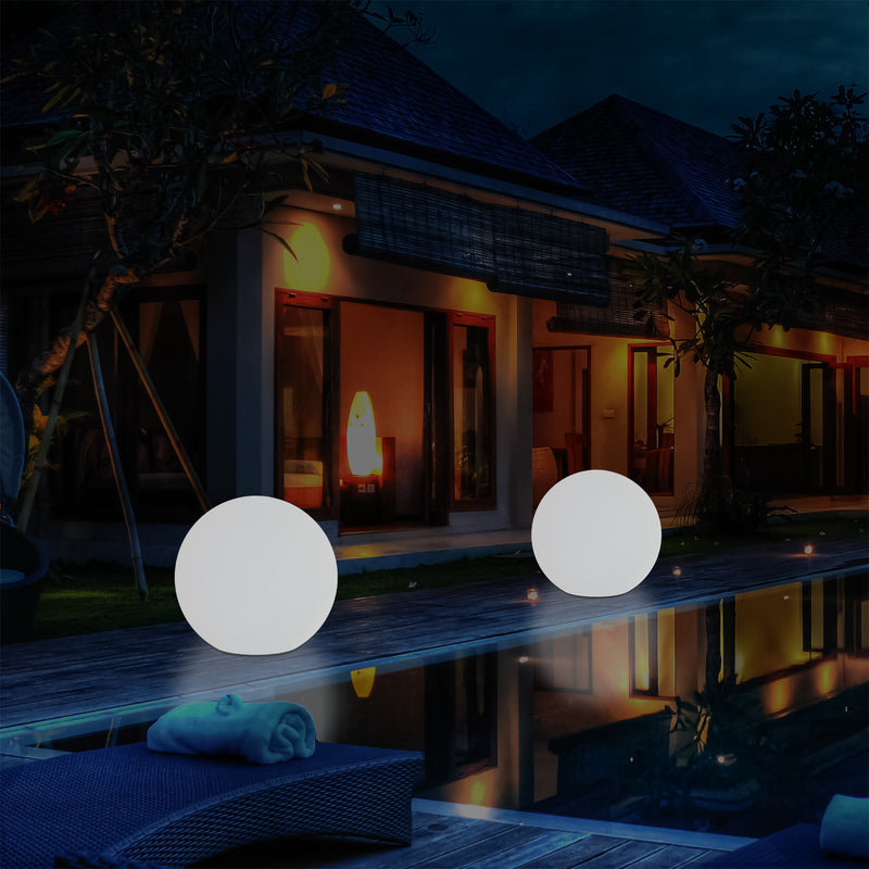 LED Outdoor Garten Terrassenleuchte für Außenbereich, Netzbetrieb 30 cm dimmbare RGB Kugellampe, 5 V