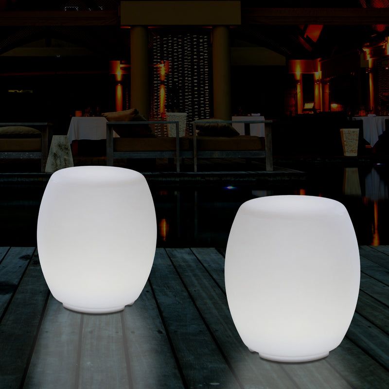 LED Leucht Hocker Sitzleuchte mit Farbwechsel für den Garten, netzbetriebene Terrassen Stehleuchte