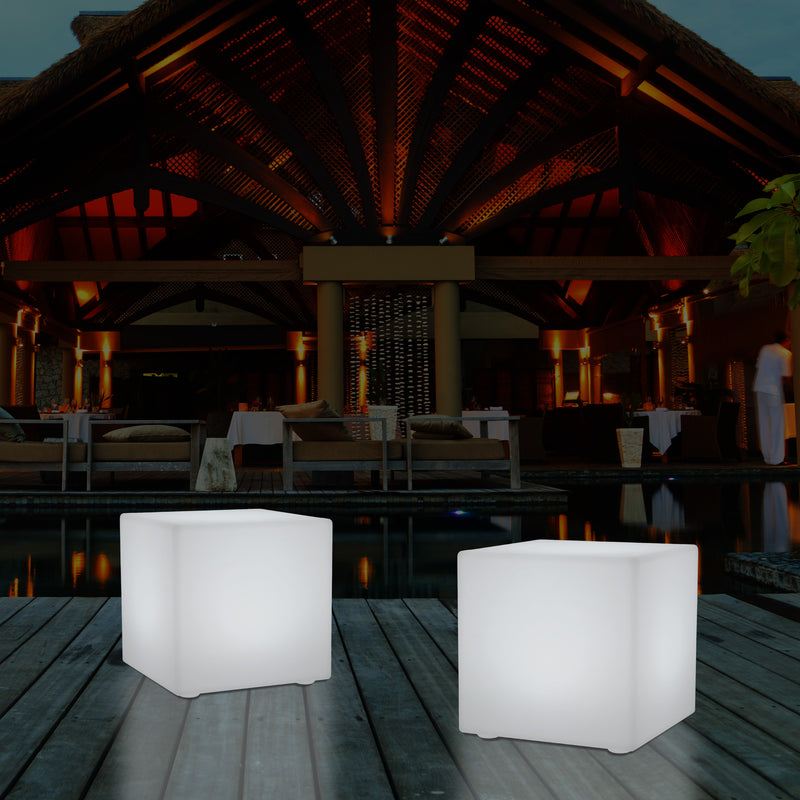 5V Terrassen Stehlampe Netzversorgung Garten Outdoor 60cm RGB Würfel Leucht Hocker Sitzmöbel Tisch
