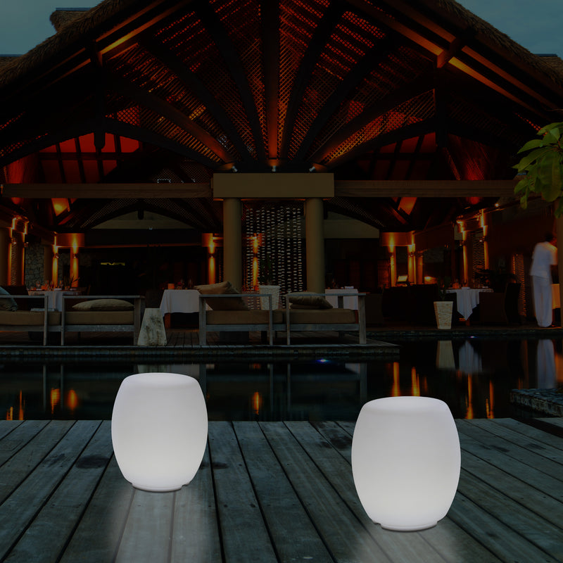 LED Leucht Hocker Sitzleuchte mit Farbwechsel für den Garten, netzbetriebene Terrassen Stehleuchte