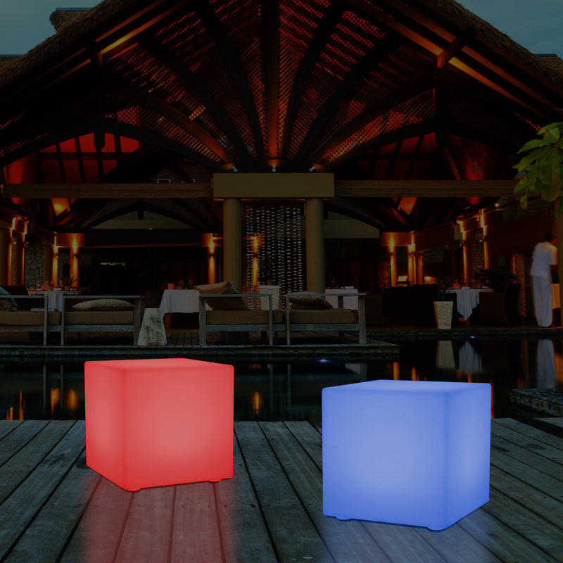 5V Terrassen Stehlampe Netzversorgung Garten Outdoor 60cm RGB Würfel Leucht Hocker Sitzmöbel Tisch