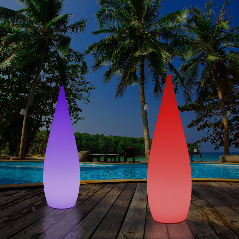 150 cm große Designer LED Stehleuchte, 1,5 m kabelloses Wassertropfen Licht mit Farbwechsel