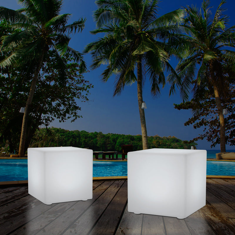 5V Terrassen Stehlampe Netzversorgung Garten Outdoor 60cm RGB Würfel Leucht Hocker Sitzmöbel Tisch