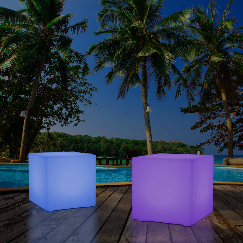 5V Terrassen Stehlampe Netzversorgung Garten Outdoor 60cm RGB Würfel Leucht Hocker Sitzmöbel Tisch