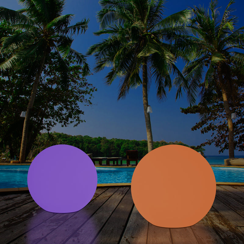 Netzbetriebene Outdoor Kugel Gartenleuchte, 50 cm Ball Kugel RGB Stehleuchte mit Farbwechsel