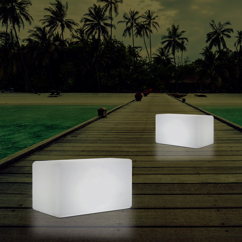 Garten Terrasse Leuchtbank Sitz beleuchteter LED Hocker für Außenbereich, netzbetrieben, 55 x 35 cm