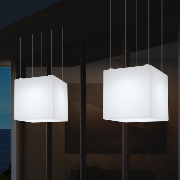 Netzbetriebene Terrassen Deckenlampe Außenbereich 50 cm LED Würfel Hängeleuchte, 5V Niederspannung