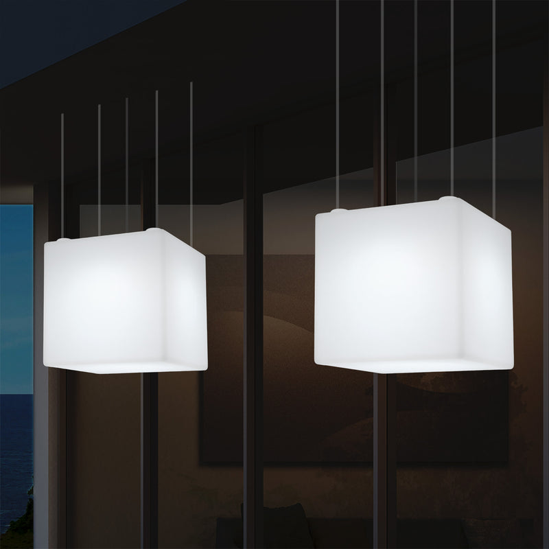Netzbetriebene Terrassen Deckenlampe Außenbereich 50 cm LED Würfel Hängeleuchte, 5V Niederspannung
