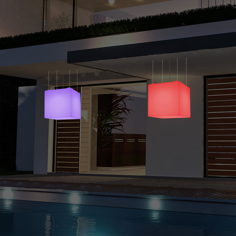 Netzbetriebene Terrassen Deckenlampe Außenbereich 50 cm LED Würfel Hängeleuchte, 5V Niederspannung