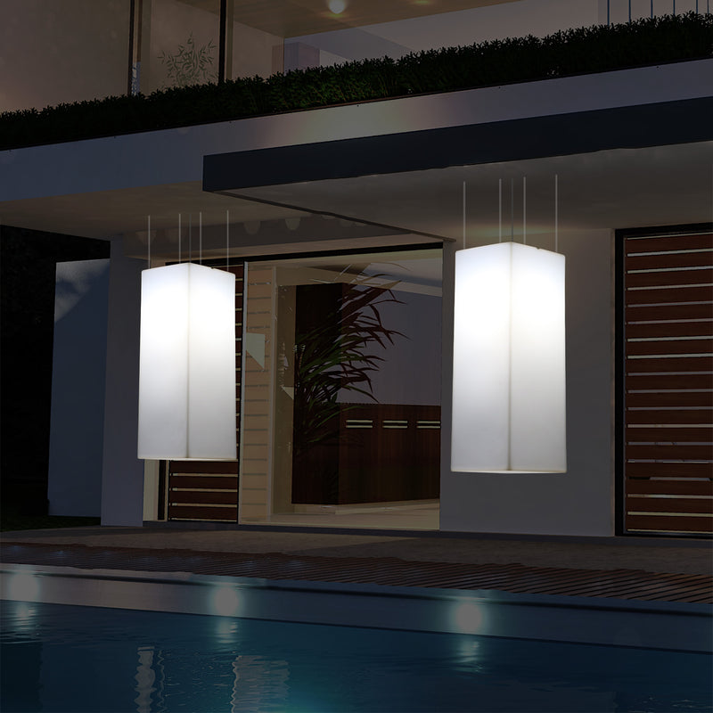 Netzbetriebene Veranda Leuchte Außen Deckenleuchte, 110 x 30 cm LED Säule Pendelleuchte, RGB Licht